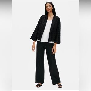 Eileen Fisher Organic Cotton Shadow Square Jacket 100% Cotton Small Petite EUC